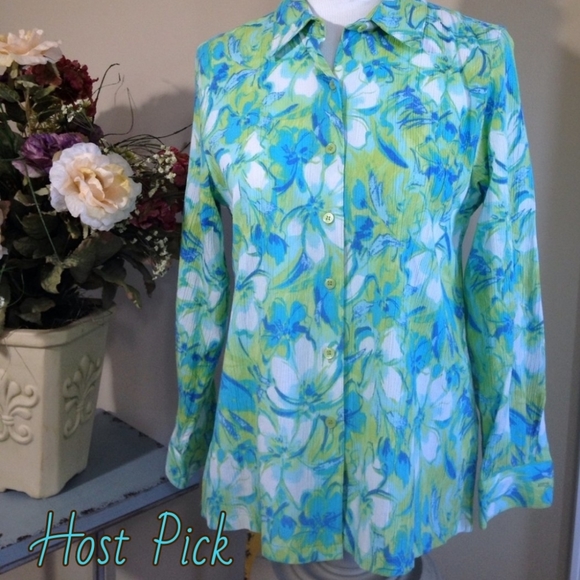 Appleseed's Tops New Appleseeds Blouse Top Button Down Crinkle